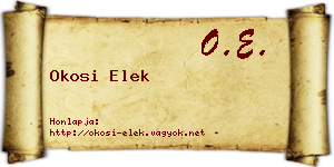 Okosi Elek névjegykártya